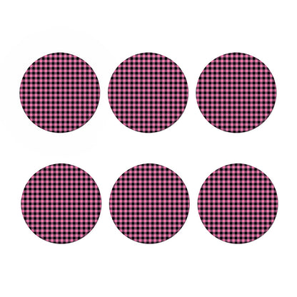 Pink And Black Buffalo Check Print Coaster Set