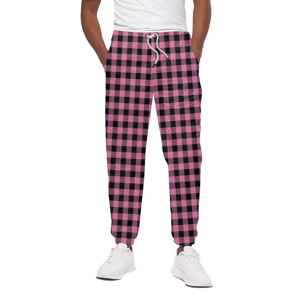 Pink And Black Buffalo Check Print Cotton Pants