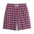 Pink And Black Buffalo Check Print Cotton Shorts