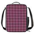 Pink And Black Buffalo Check Print Crossbody Lunch Bag
