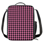 Pink And Black Buffalo Check Print Crossbody Lunch Bag