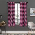 Pink And Black Buffalo Check Print Grommet Curtain Panels