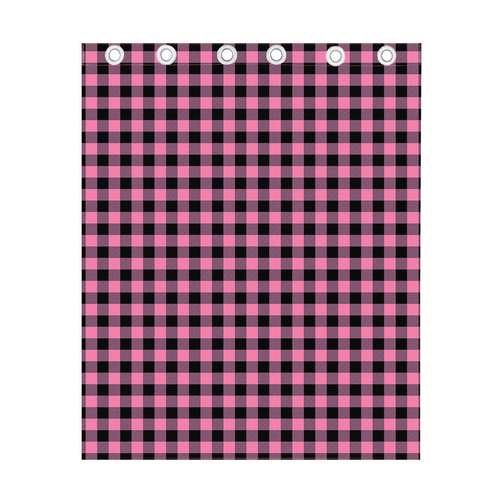 Pink And Black Buffalo Check Print Curtain