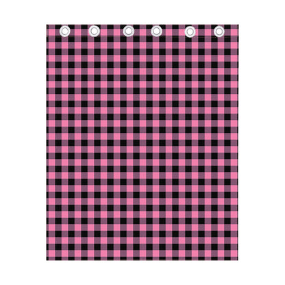 Pink And Black Buffalo Check Print Curtain