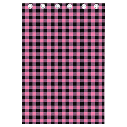 Pink And Black Buffalo Check Print Curtain
