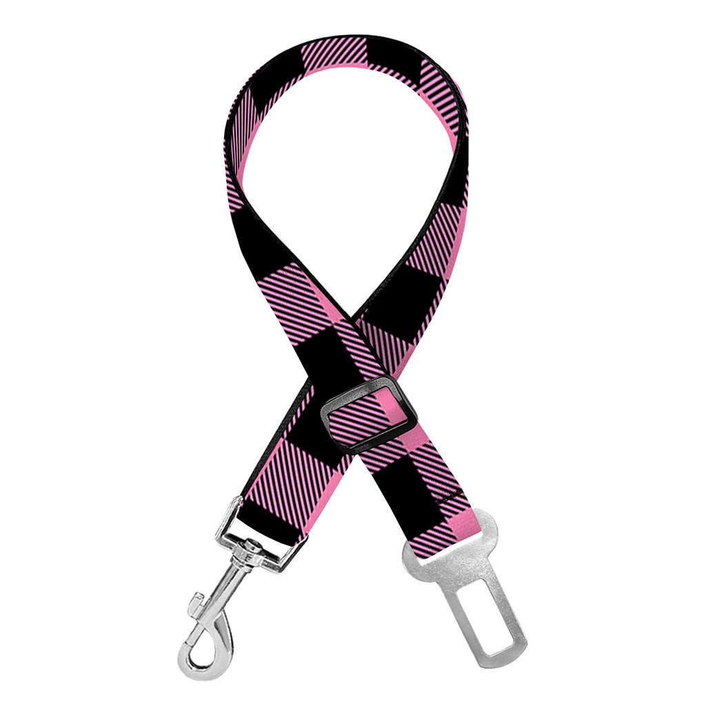 Pink And Black Buffalo Check Print Dog Seat Belt