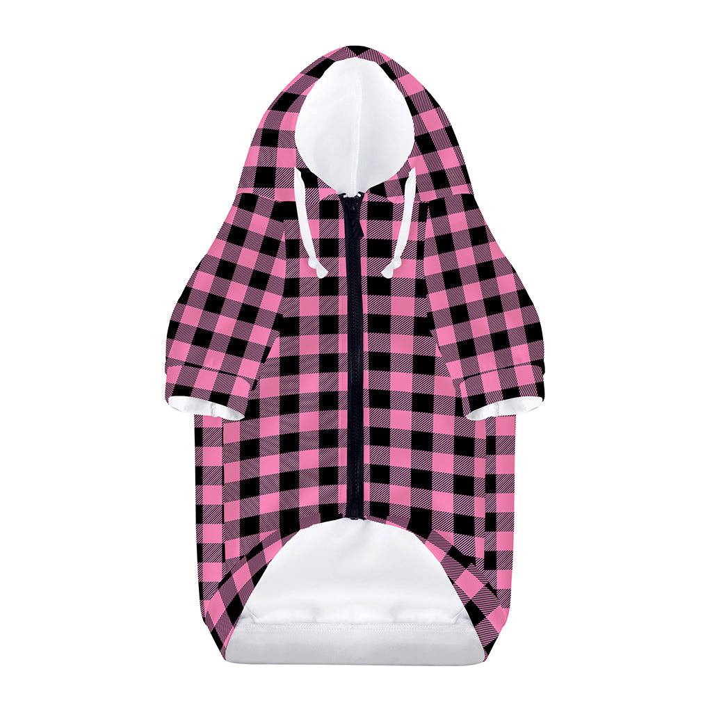 Pink And Black Buffalo Check Print Dog Zip Up Hoodie
