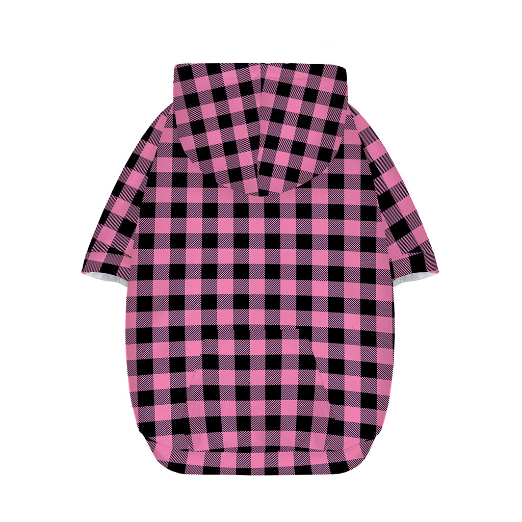 Pink And Black Buffalo Check Print Dog Zip Up Hoodie