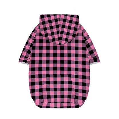 Pink And Black Buffalo Check Print Dog Zip Up Hoodie