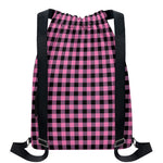Pink And Black Buffalo Check Print Drawstring Backpack