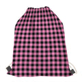 Pink And Black Buffalo Check Print Drawstring Bag