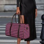 Pink And Black Buffalo Check Print Duffle Bag