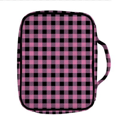 Pink And Black Buffalo Check Print Front Pocket Bible Bag