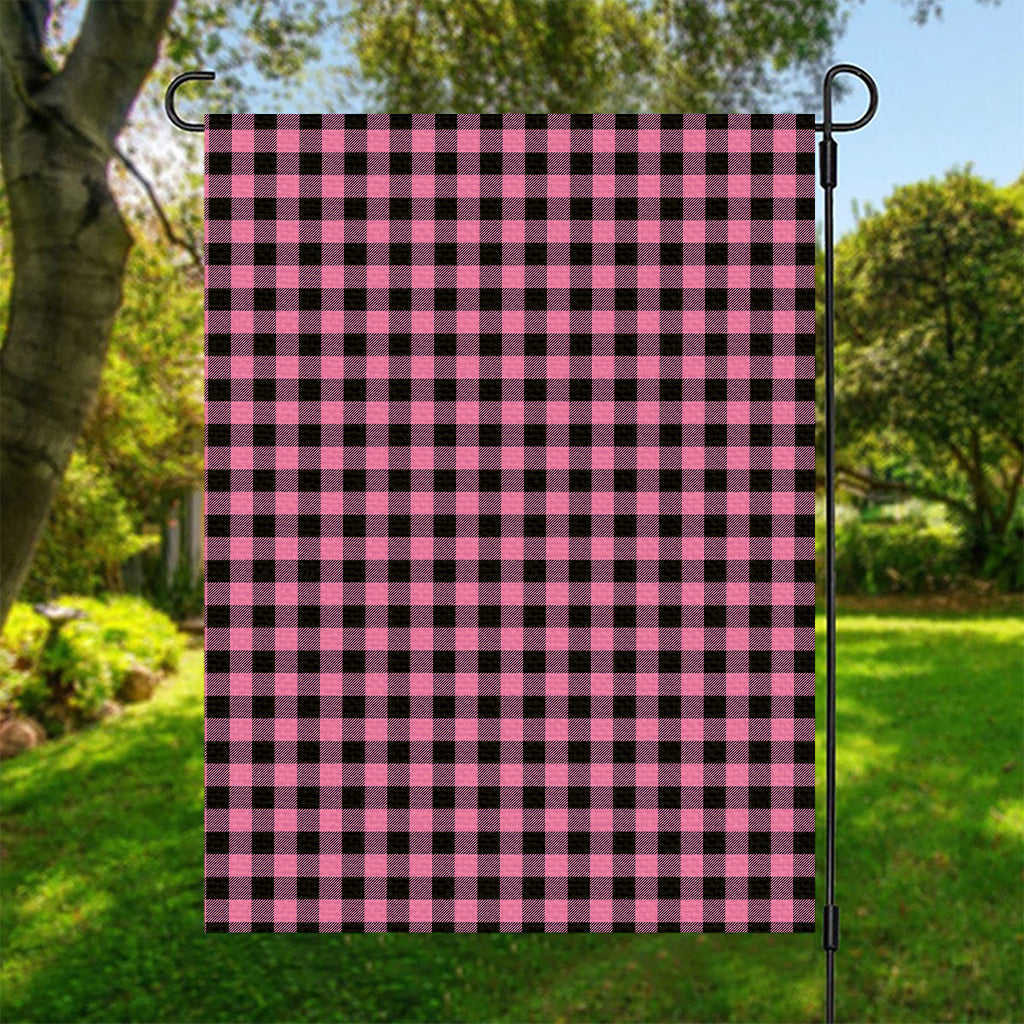 Pink And Black Buffalo Check Print Garden Flag