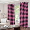 Pink And Black Buffalo Check Print Grommet Curtains