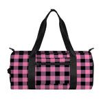 Pink And Black Buffalo Check Print Gym Bag