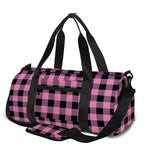 Pink And Black Buffalo Check Print Gym Bag
