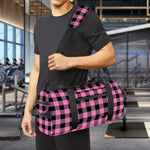 Pink And Black Buffalo Check Print Gym Bag