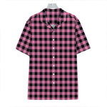 Pink And Black Buffalo Check Print Hawaiian Shirt