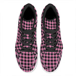 Pink And Black Buffalo Check Print High Top Leather Sneakers