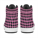 Pink And Black Buffalo Check Print High Top Leather Sneakers