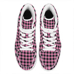 Pink And Black Buffalo Check Print High Top Leather Sneakers