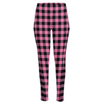Pink And Black Buffalo Check Print High-Waisted Pocket Leggings