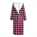 Pink And Black Buffalo Check Print Hooded Bathrobe