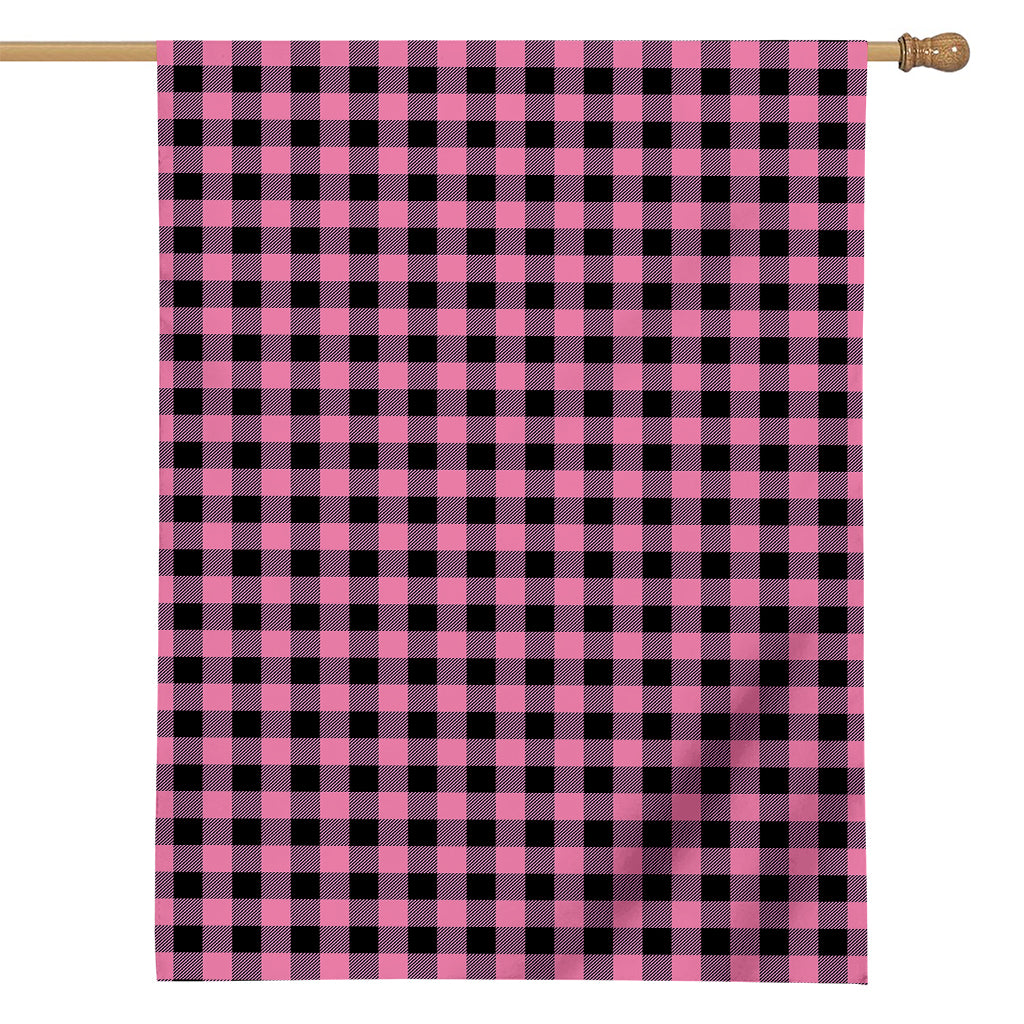 Pink And Black Buffalo Check Print House Flag