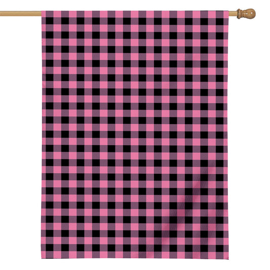 Pink And Black Buffalo Check Print House Flag