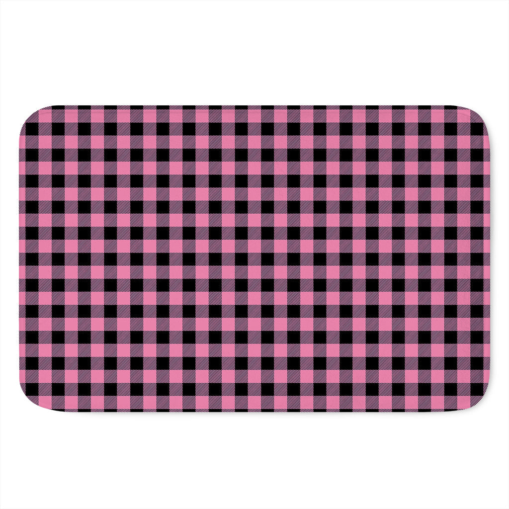 Pink And Black Buffalo Check Print Indoor Door Mat