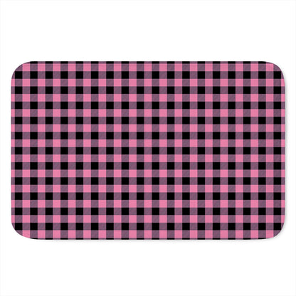 Pink And Black Buffalo Check Print Indoor Door Mat
