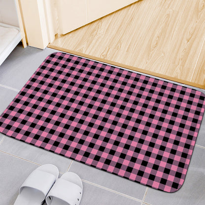 Pink And Black Buffalo Check Print Indoor Door Mat