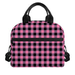 Pink And Black Buffalo Check Print Insulated Lunch Bag