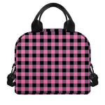 Pink And Black Buffalo Check Print Insulated Lunch Bag