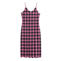 Pink And Black Buffalo Check Print Jersey Midi Cami Dress