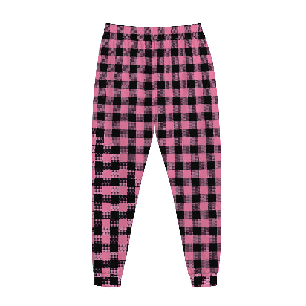 Pink And Black Buffalo Check Print Jogger Pants