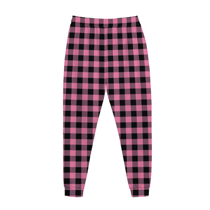 Pink And Black Buffalo Check Print Jogger Pants
