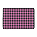 Pink And Black Buffalo Check Print Kitchen Mat
