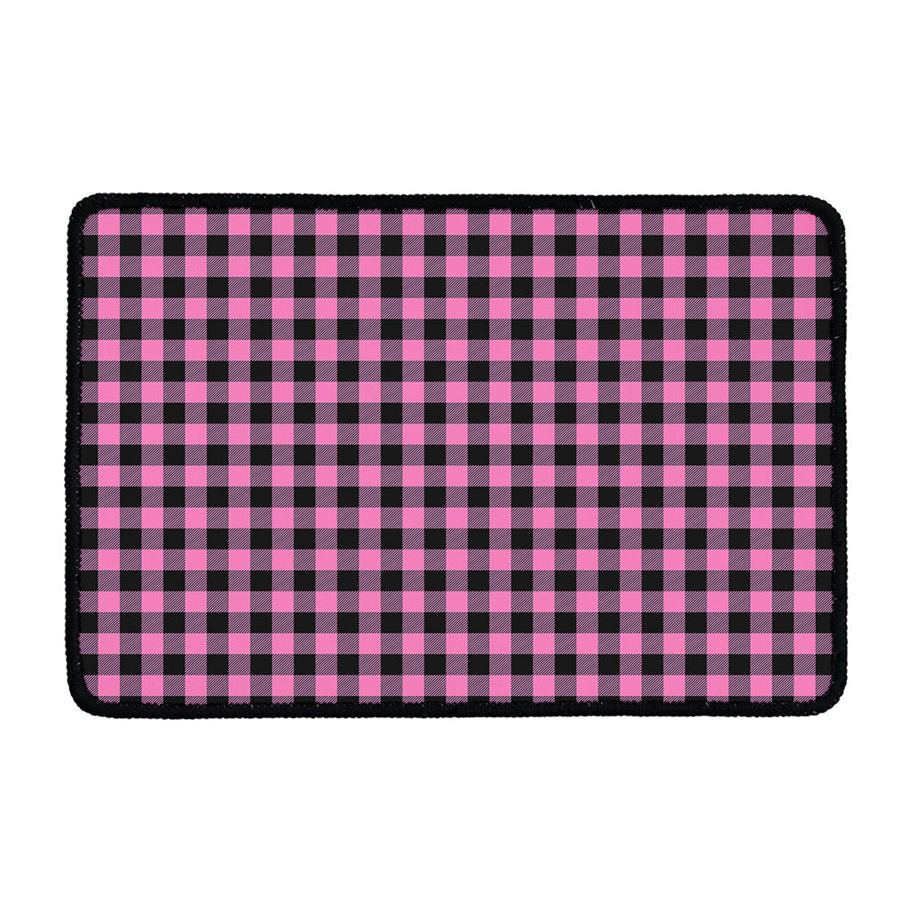Pink And Black Buffalo Check Print Kitchen Mat