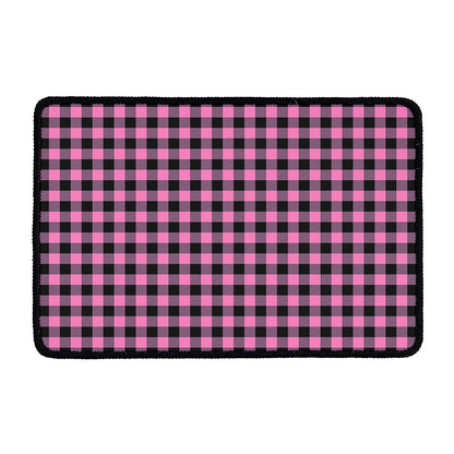 Pink And Black Buffalo Check Print Kitchen Mat