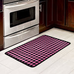 Pink And Black Buffalo Check Print Kitchen Mat