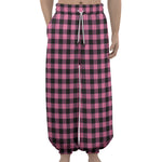 Pink And Black Buffalo Check Print Lantern Pants