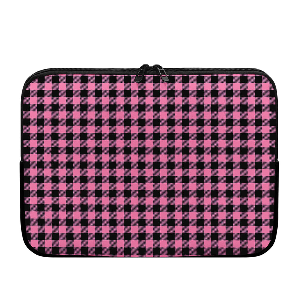 Pink And Black Buffalo Check Print Laptop Sleeve