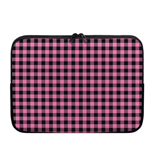 Pink And Black Buffalo Check Print Laptop Sleeve