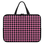 Pink And Black Buffalo Check Print Laptop Sleeve With Handle