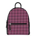 Pink And Black Buffalo Check Print Leather Backpack