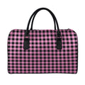 Pink And Black Buffalo Check Print Leather Duffel Bag