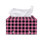 Pink And Black Buffalo Check Print Leather Tissue Box Cover
