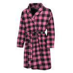 Pink And Black Buffalo Check Print Men's Bathrobe